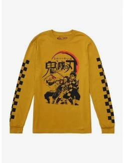 Anime Demon Slayer: Kimetsu No Yaiba Checkered Long Sleeve T-Shirt - BoxLunch Exclusive