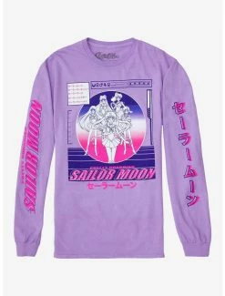 Anime Sailor Moon Group Katakana Vaporwave Long Sleeve T-Shirt - BoxLunch Exclusive