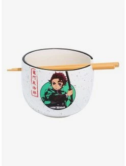 Anime Demon Slayer: Kimetsu No Yaiba Tanjiro Kamado Ramen Bowl With Chopsticks