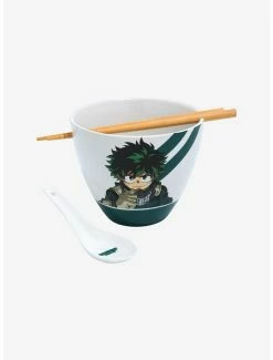 Anime My Hero Academia Deku Ramen Bowl With Chopsticks And Spoon