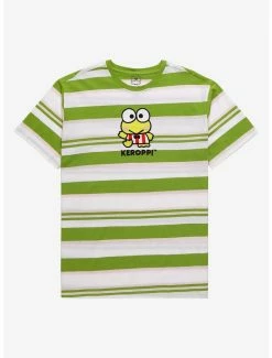 Anime Sanrio Keroppi Portrait Embroidered Stripe T-Shirt - BoxLunch Exclusive