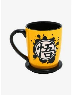 Anime Dragon Ball Z Goku Ink Blot Mug With Coaster Lid