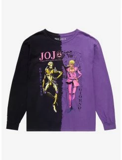 Anime JoJo's Bizarre Adventure Golden Wind & Giorno Portraits Split-Dye Long Sleeve T-Shirt - BoxLunch Exclusive