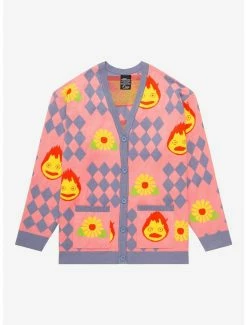 Anime Studio Ghibli Howl's Moving Castle Howl's Diamonds & Calcifer Women's Plus Size Cardigan - BoxLunch Exclusive