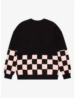 Anime Demon Slayer: Kimetsu No Yaiba Nezuko Checkered Panel Crewneck - BoxLunch Exclusive -BoxLunch Sales Store 18750017 av1