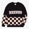 Anime Demon Slayer: Kimetsu No Yaiba Nezuko Checkered Panel Crewneck - BoxLunch Exclusive -BoxLunch Sales Store 18750017 hi
