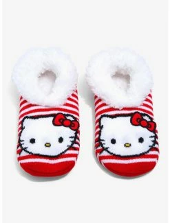 Anime Sanrio Hello Kitty Striped Fleece Slipper Socks - BoxLunch Exclusive -BoxLunch Sales Store 18809345 av1