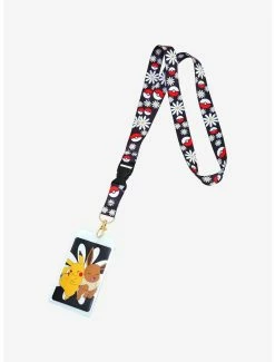 Anime Loungefly Pokémon Pikachu & Eevee Floral Lanyard - BoxLunch Exclusive