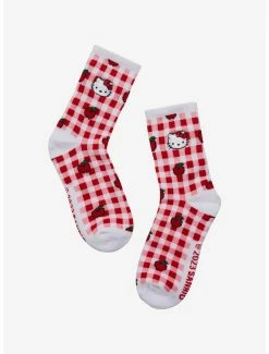 Cartoons Sanrio Hello Kitty And Friends Apple Gingham Crew Socks - BoxLunch Exclusive