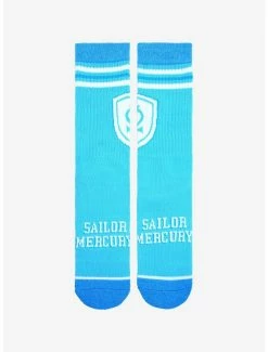 Cartoons Sailor Moon Sailor Mercury Varsity Crew Socks - BoxLunch Exclusive