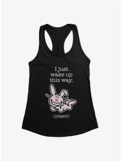 Cartoons It's Happy Bunny I Wake Up Pissed Womens Tank Top