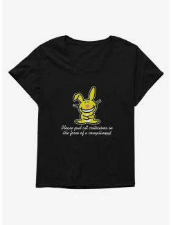 Cartoons It's Happy Bunny Compliments Only Womens T-Shirt Plus Size