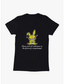 Cartoons It's Happy Bunny Compliments Only Womens T-Shirt