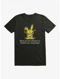 Cartoons It's Happy Bunny Compliments Only T-Shirt